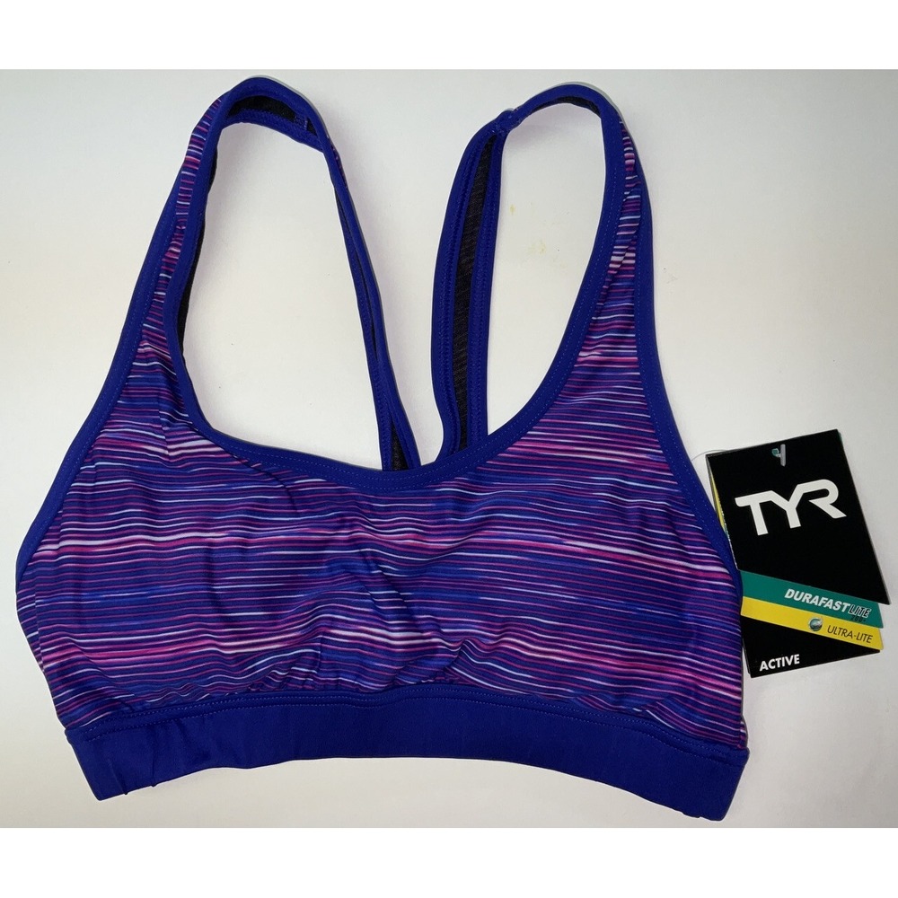 NWT Women's TYR Cyprus‎ Lyn Racerback Contour Cup Sports Bra Top Purple XS 0/2